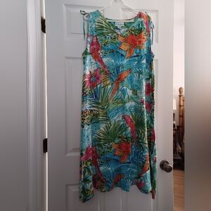 Coral Bay Womens Size L  Tropical Parrot Print Maxi Dress